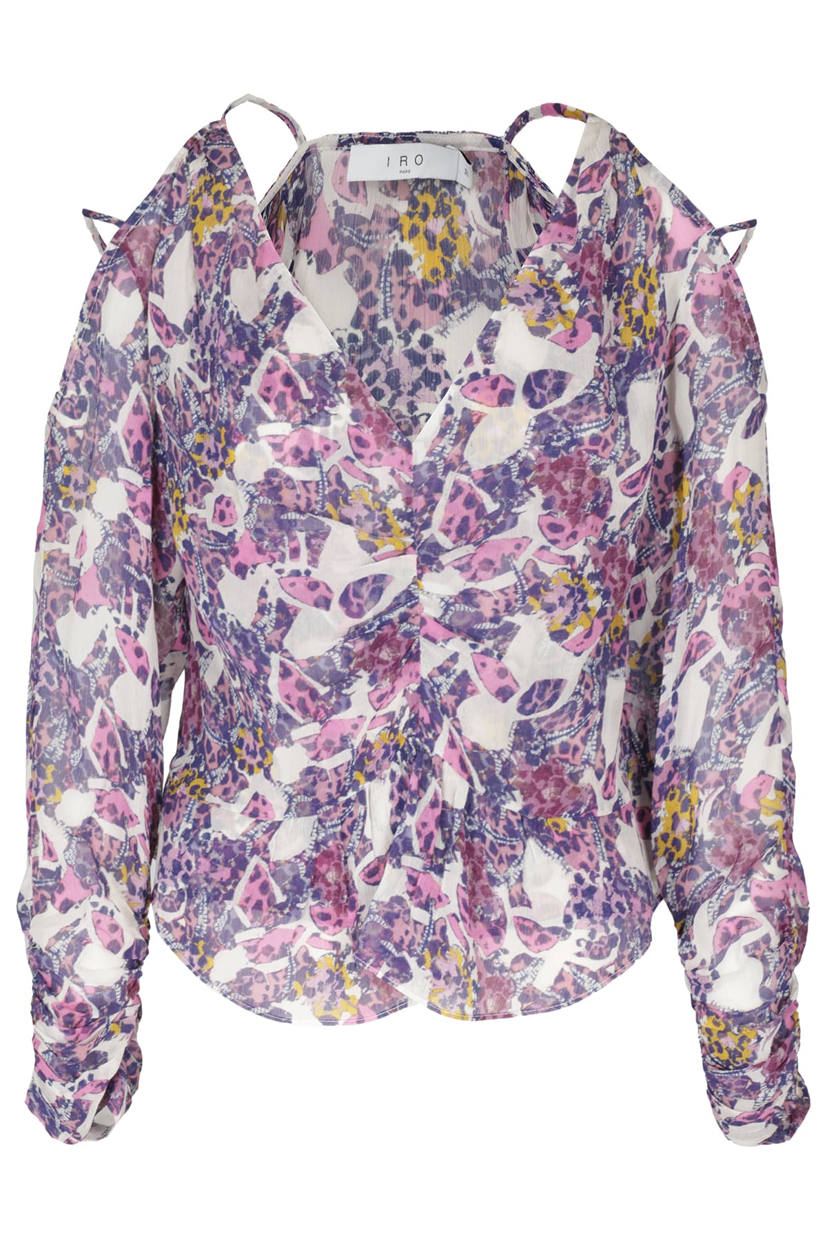 Iro Graphic-print Cold-shoulder Blouse In Mixed Pink