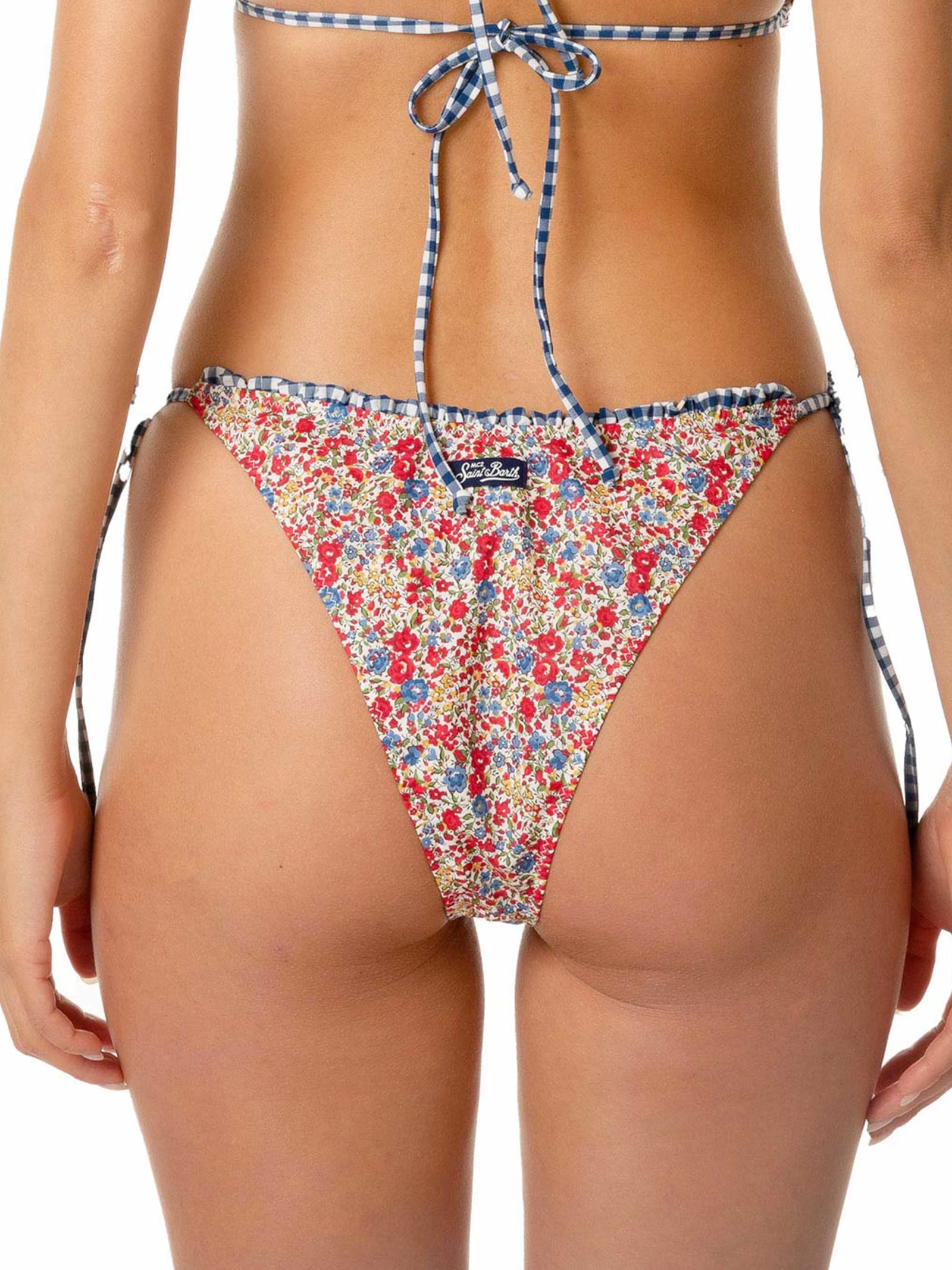 Shop Mc2 Saint Barth Woman Swim Briefs With Liberty Print Made With Liberty Fabric In Multicolor