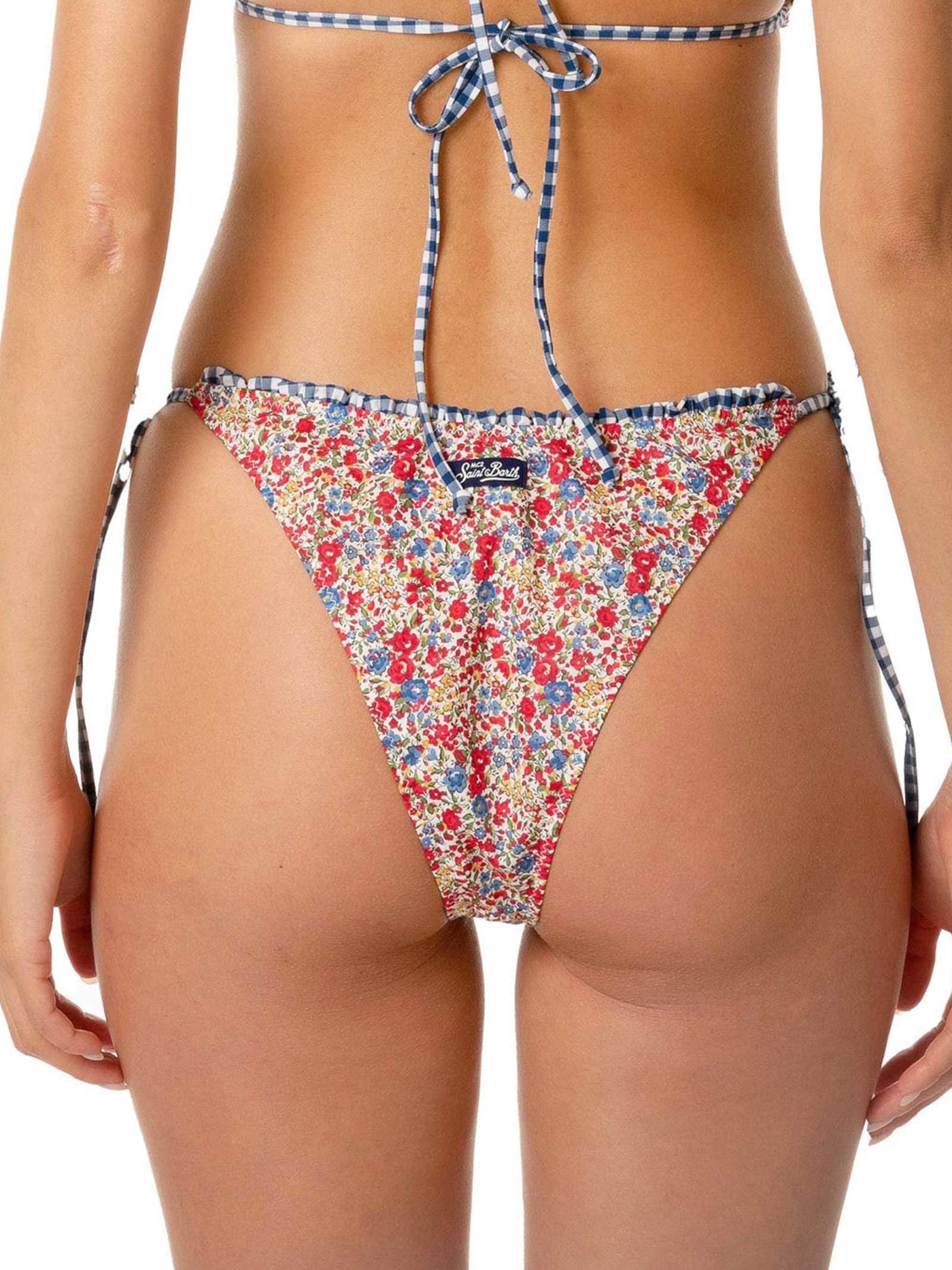 Mc2 Saint Barth Woman Swim Briefs With Flower Print In Multicolor