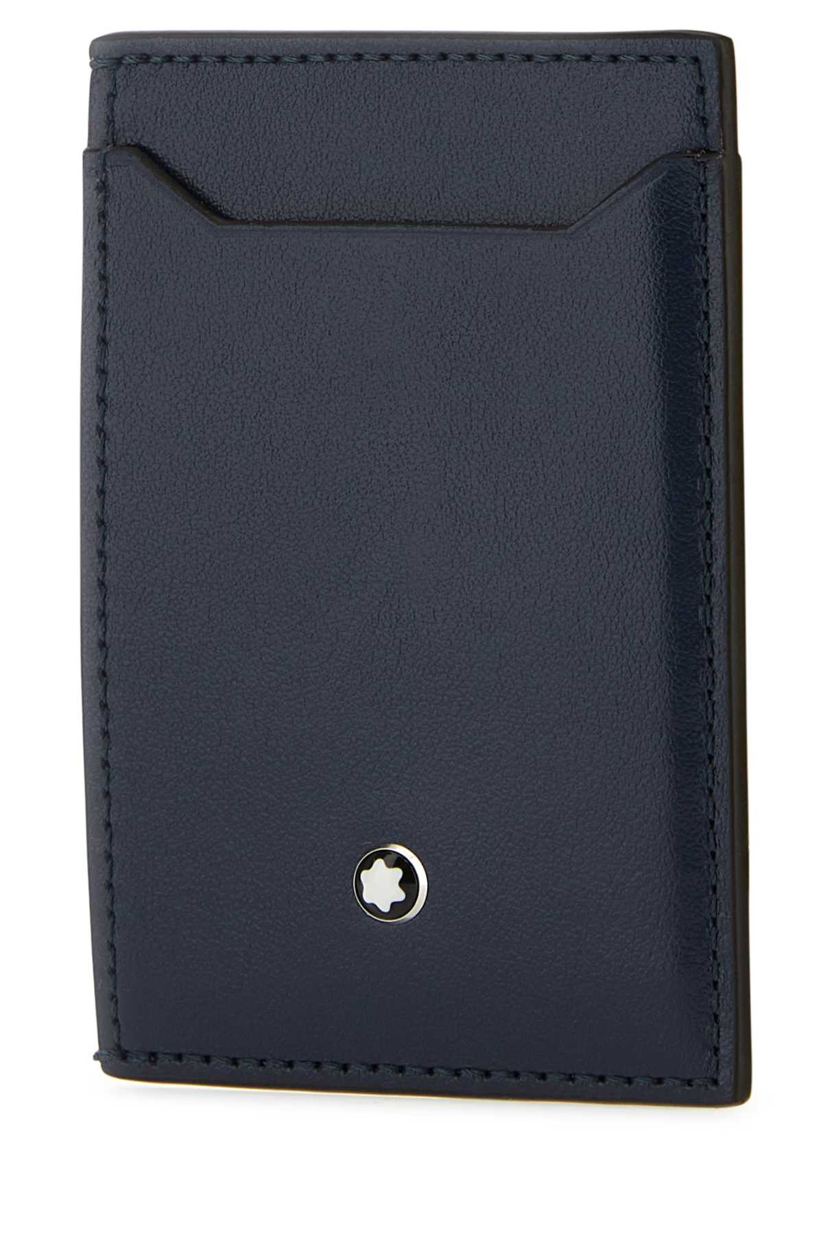 Montblanc Blue Leather Cardholder In Inkblue