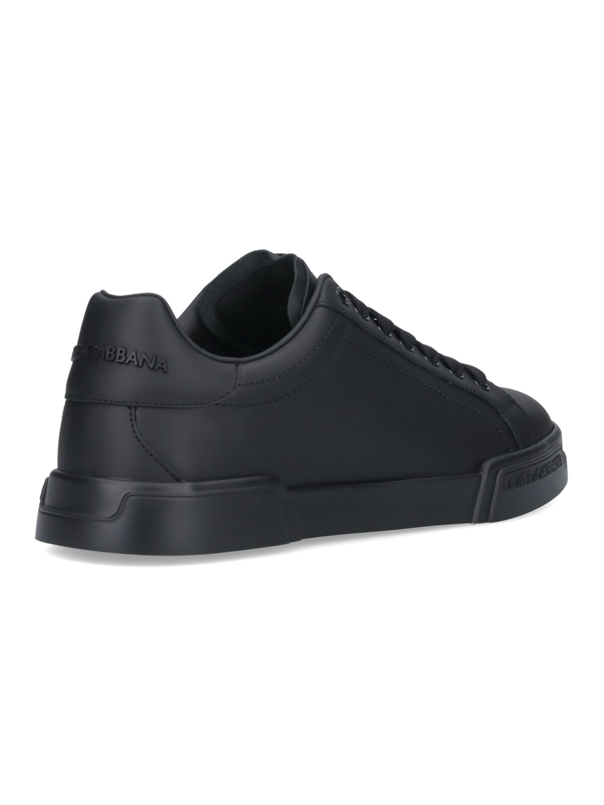Dolce & Gabbana Portofino Sneakers In Nappa Color Black In Black