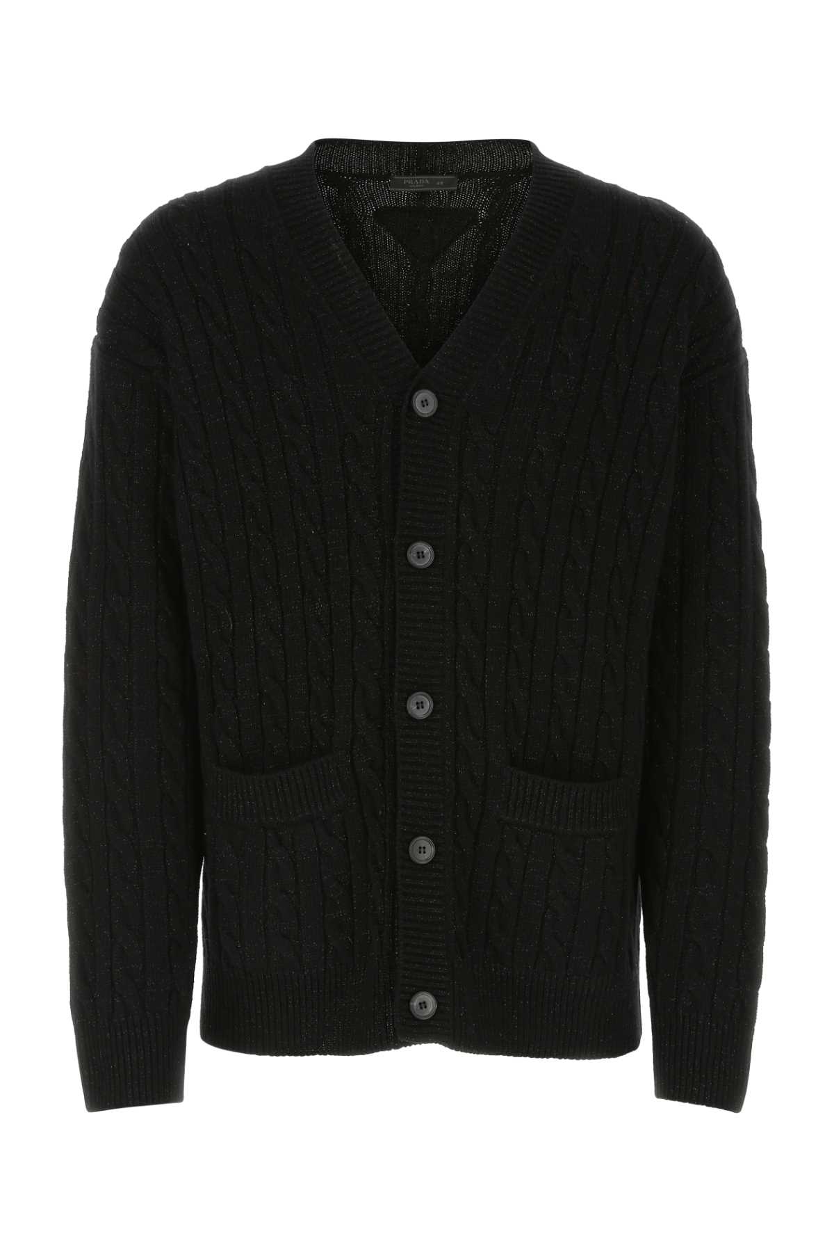 Prada Black Wool Blend Oversize Cardigan