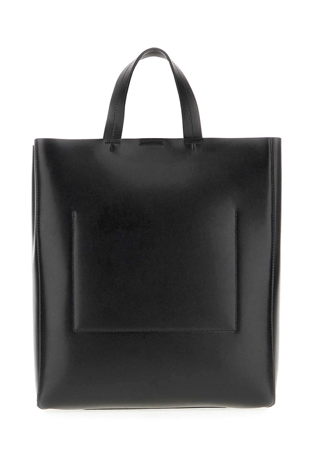 Shop Jil Sander Black Leather Medium Bond Handbag