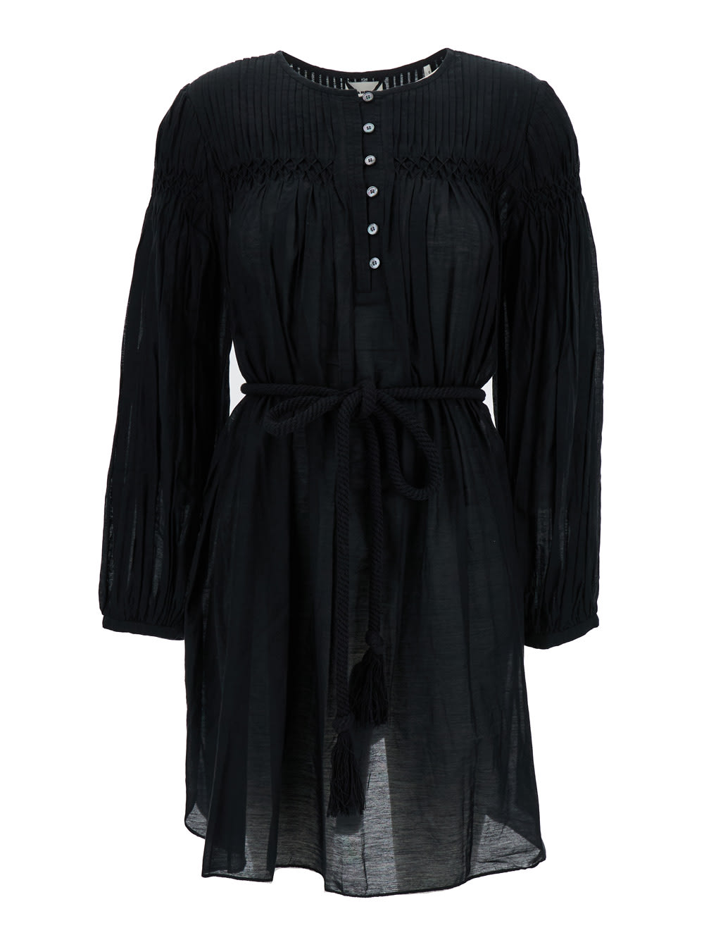 Shop Marant Etoile Black Adeliani Mini Dress In Cotton Blend Woman