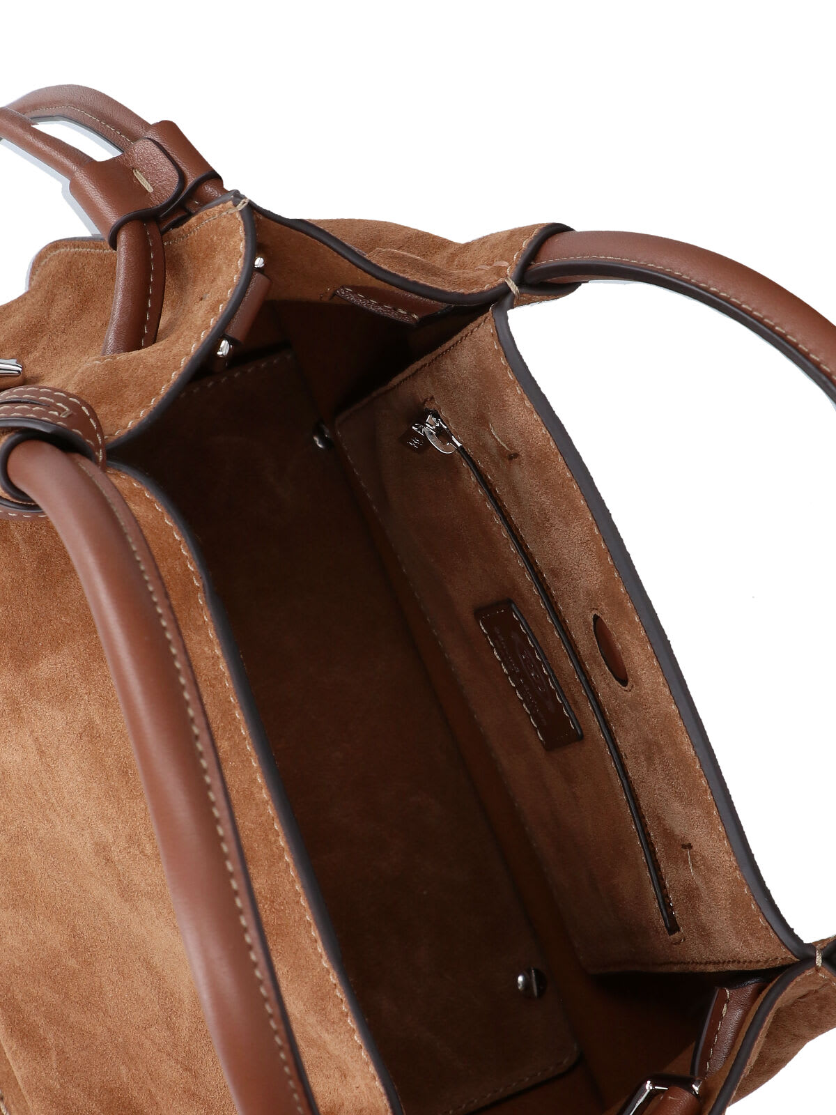 Tod's Suede Shoulder Bag Metal Hardware In Brown