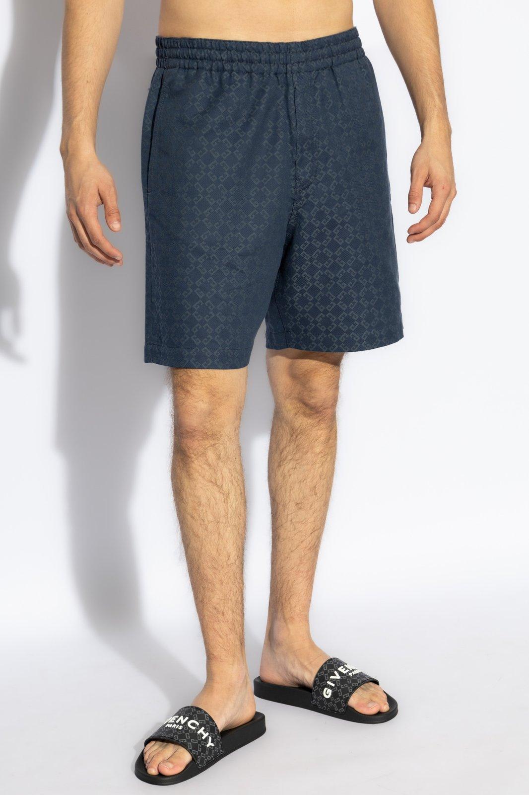 Givenchy Monogram 72 Jacquard Denim Bermuda Shorts In Blue