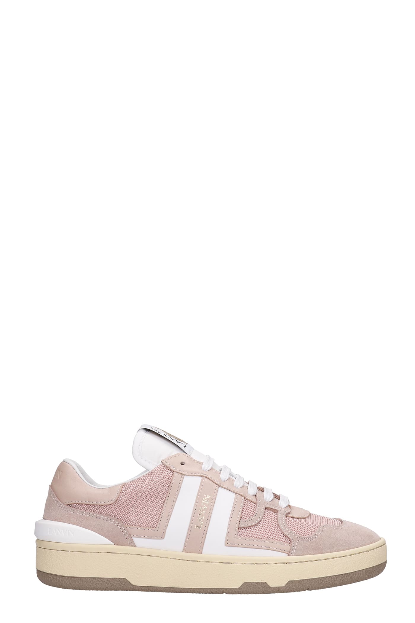 Lanvin Clay Sneakers In Rose-pink Suede And Leather