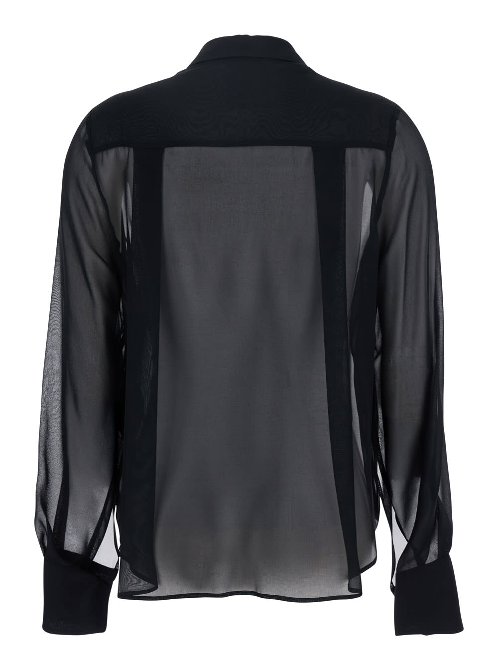 Semicouture Black Blouse With Classic Collar And Ruched Detail On The Front In Silk Blend Woman In Black