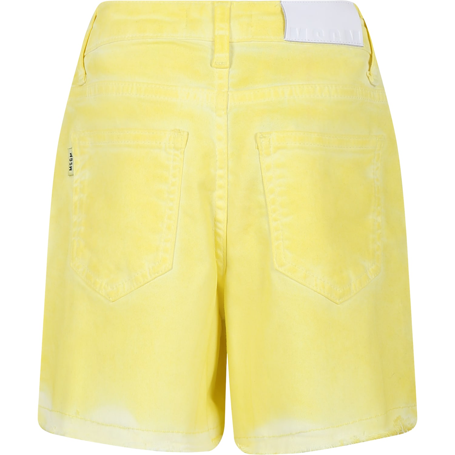 Shop Msgm Yellow Shorts For Girl With Logo