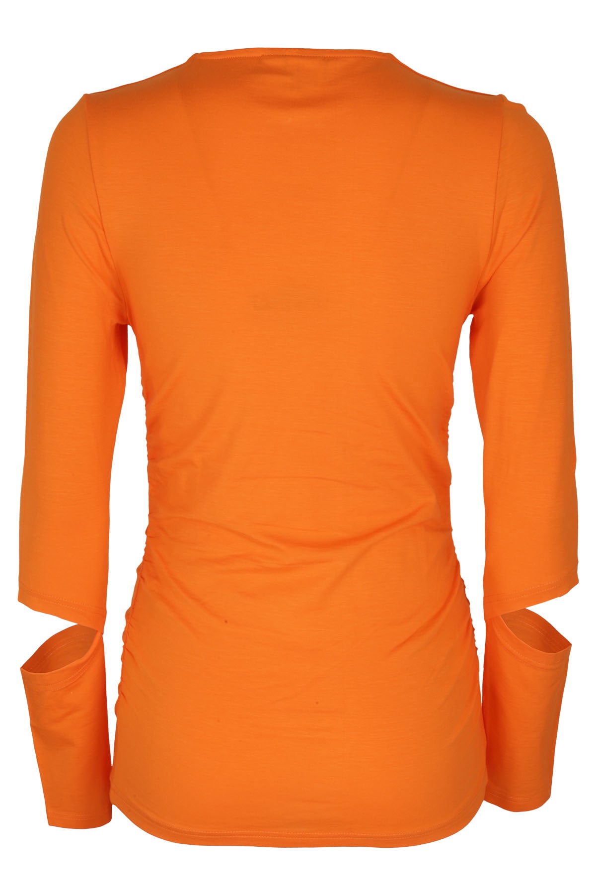 Shop Ganni Cutout Blouse In Vibrant Orange