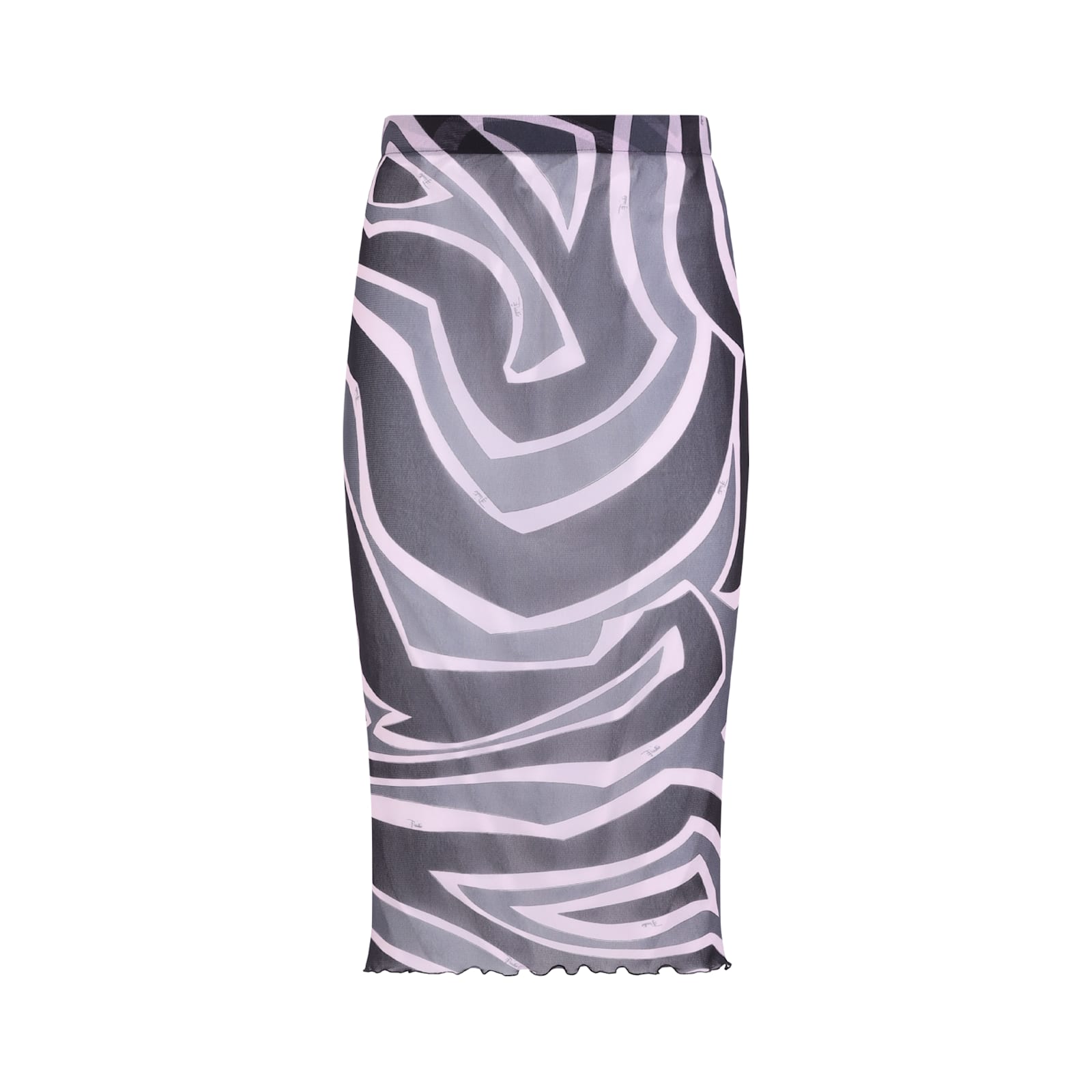 Pucci Prnted Tulle Longuette Midi Skirt Clothing In Multi