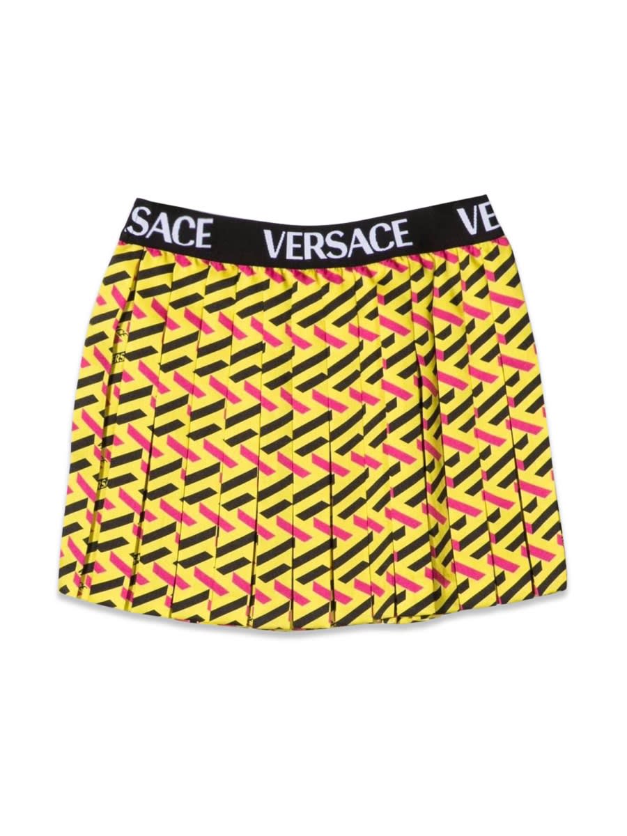 Versace Skirt Twill Monogram + Elastico Logo In Yellow