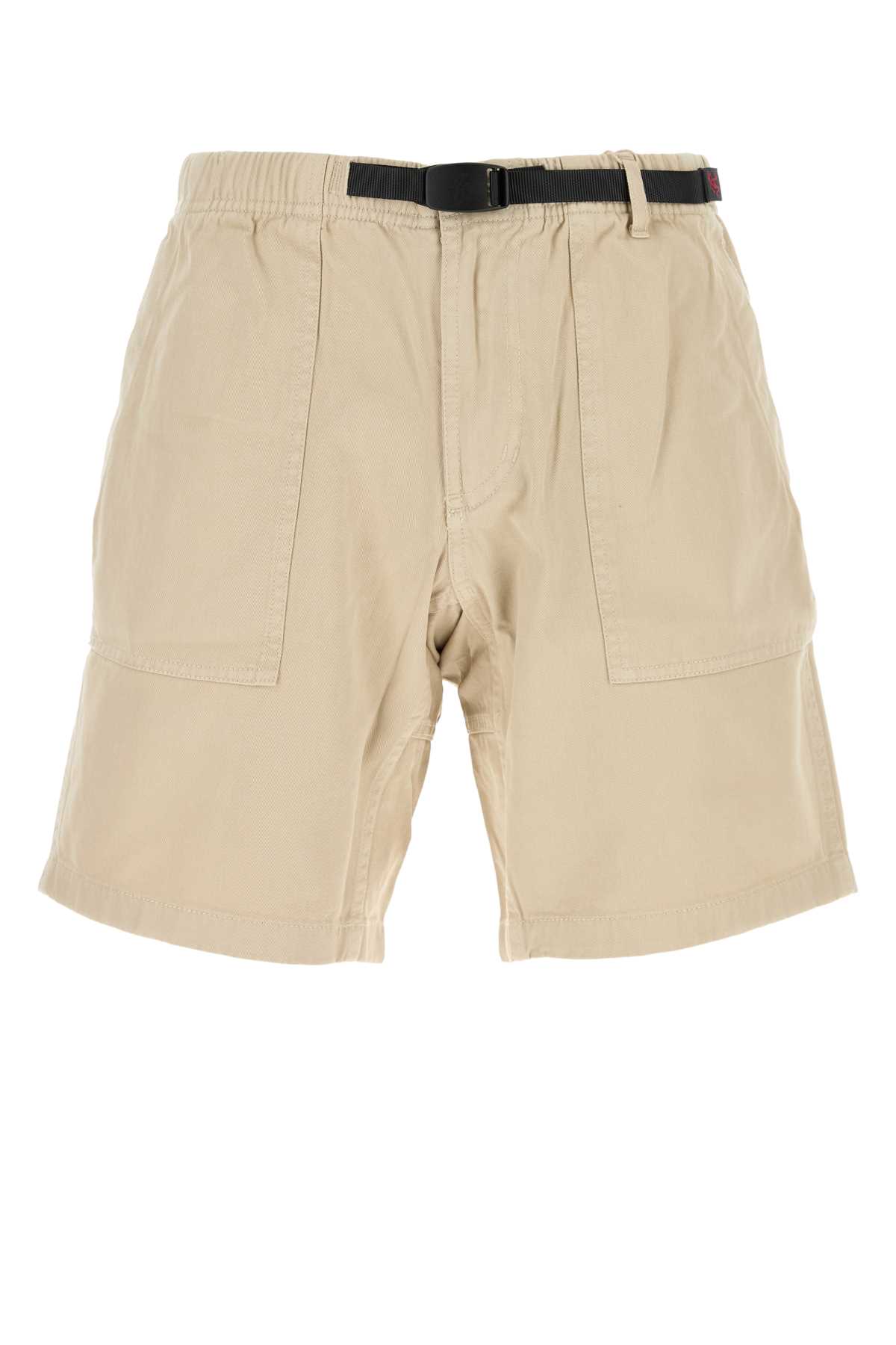 Beige Cotton Ridge Bermuda Shorts