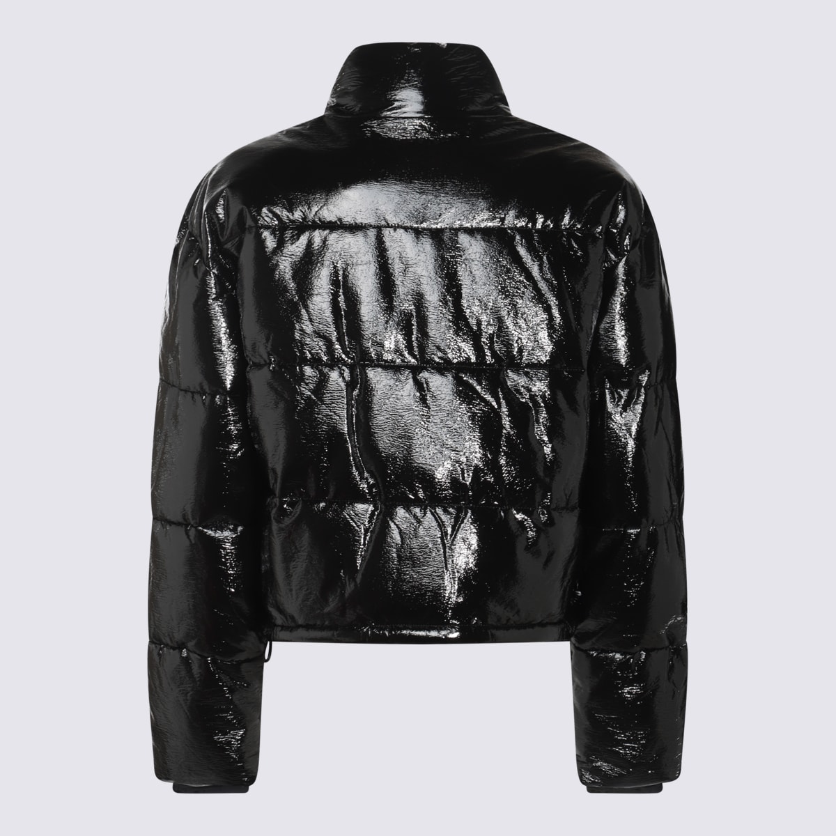 Shop Courrèges Shiny Black Puffer Down Jacket