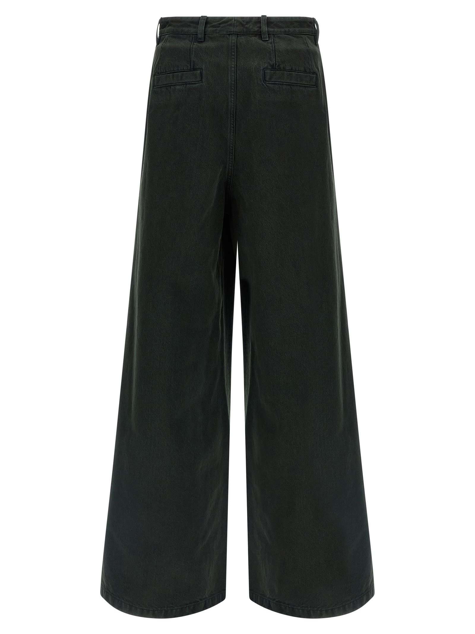 Dries Van Noten Velvet Insert Jeans Green In Green