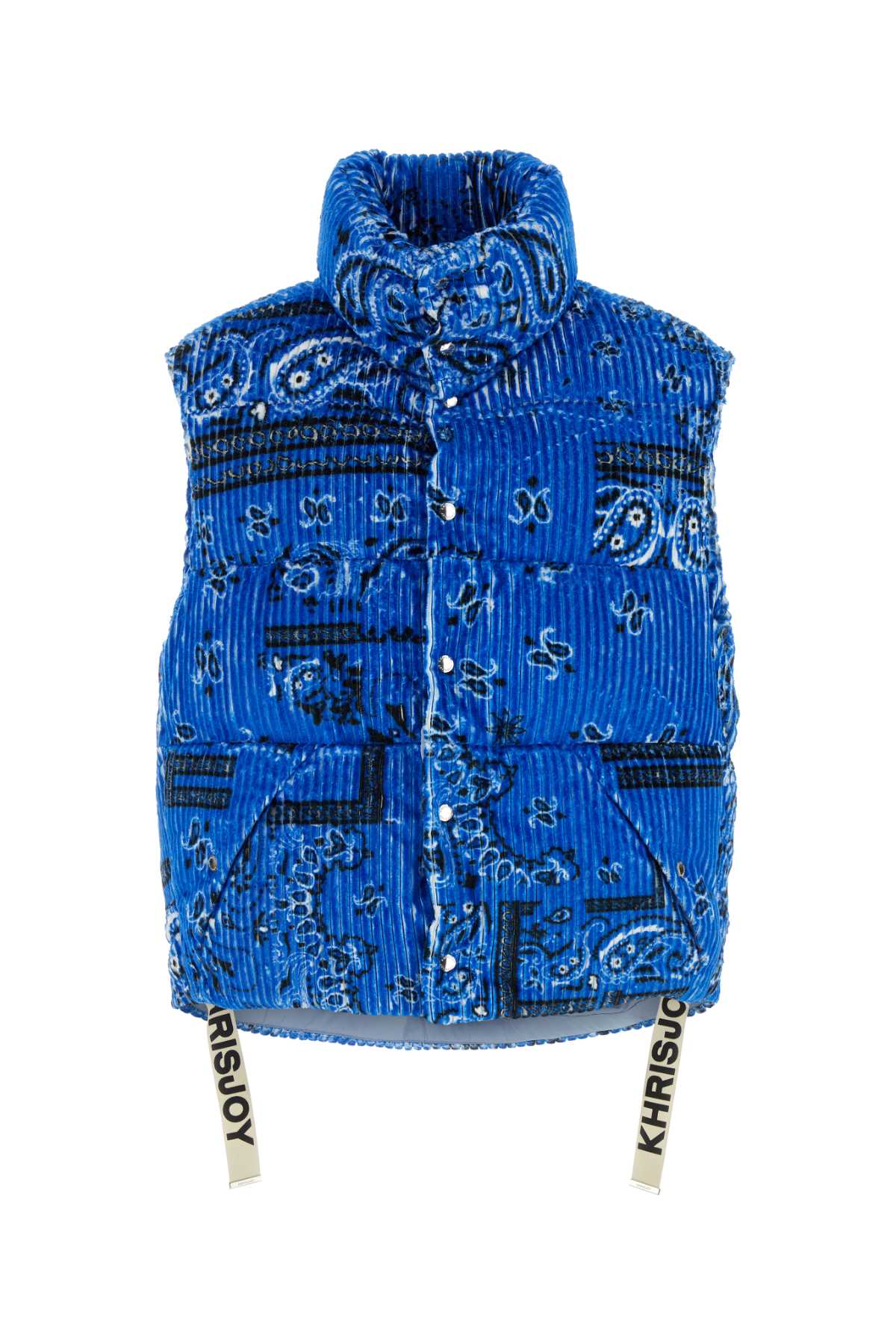 KHRISJOY PRINTED CORDUROY OVERSIZE SLEEVELESS DOWN JACKET 