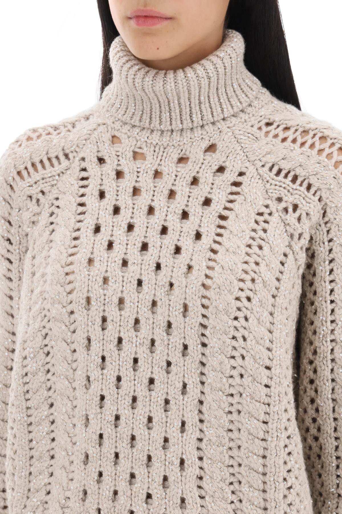Brunello Cucinelli Cable-knit Cashmere-blend Sweater In Feather+stracciatella