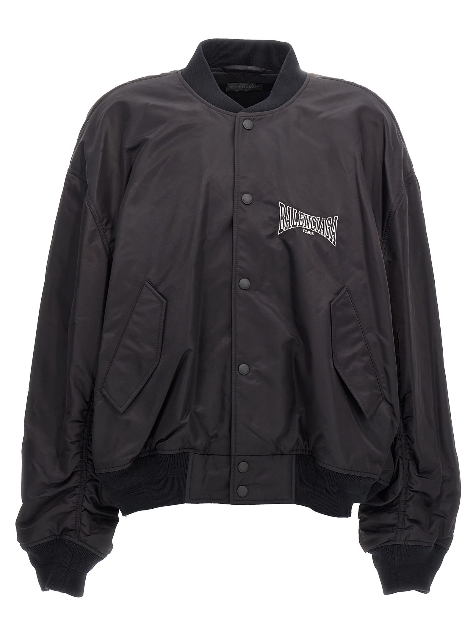 Shop Balenciaga Varsity  Boxing Bomber Jacket In Black