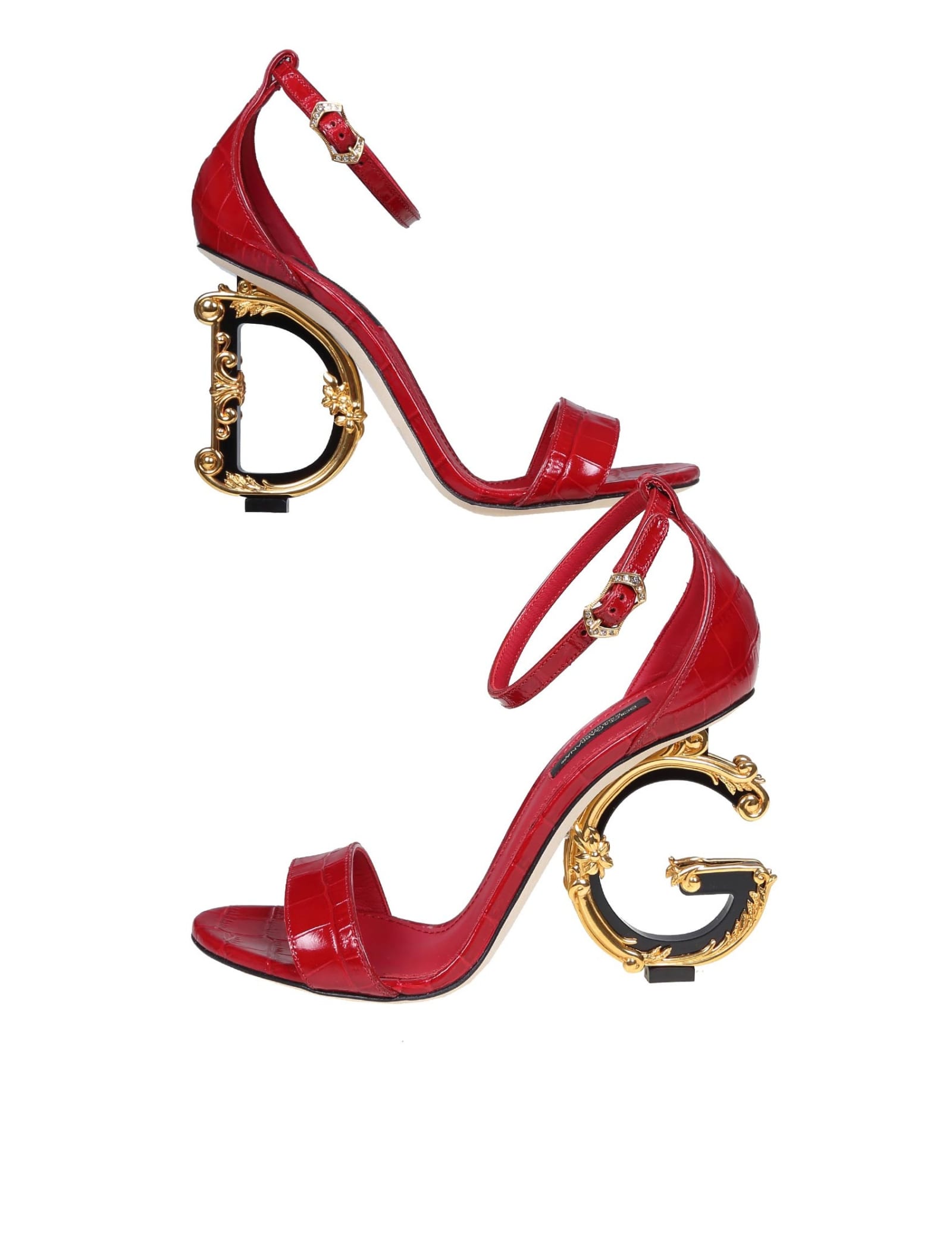 Dolce & Gabbana Devotion Sandal In Cherry Color Leather