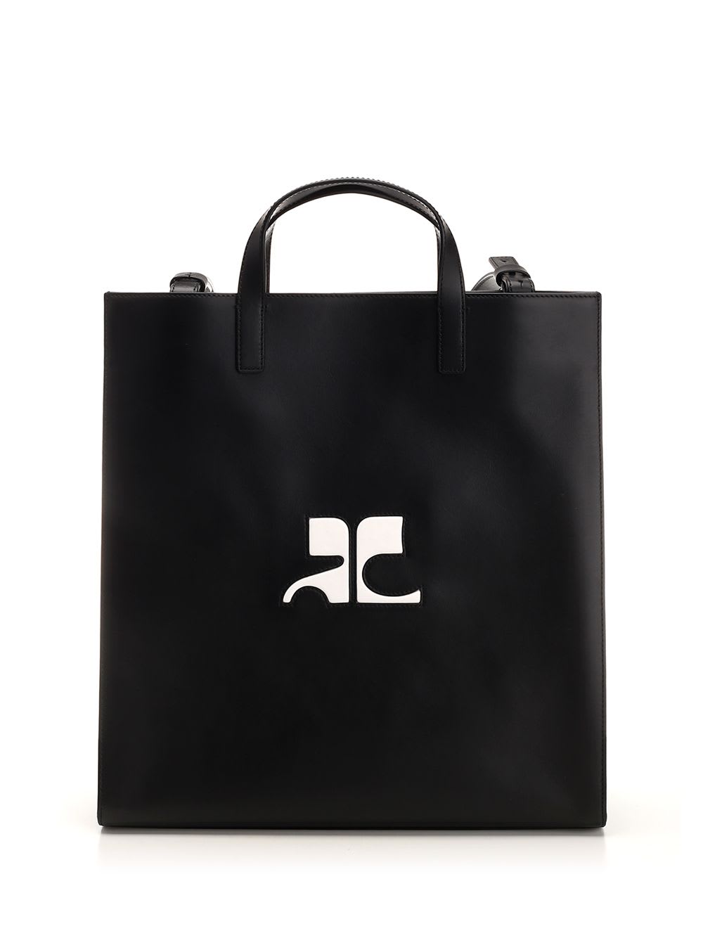 Shop Courrèges Heritage Tote Bag In Black Calfskin