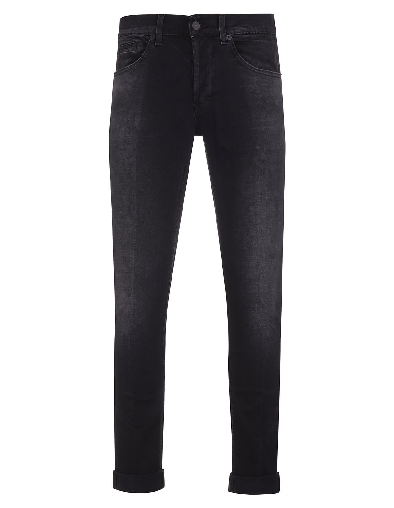 Dondup Man George Skinny Jeans In Black Stretch Eco Denim