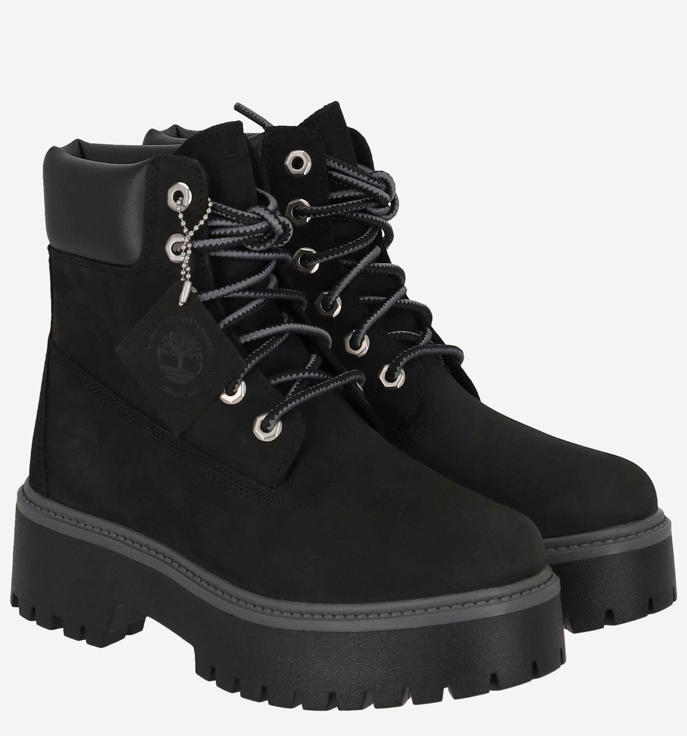 Timberland Stone Street Leather Platform Ankle Boots In Black