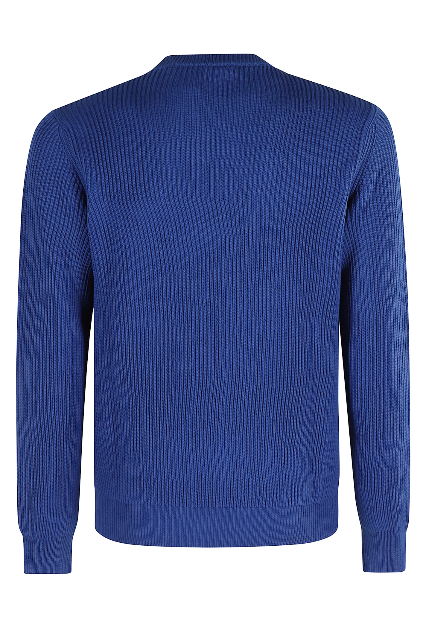 Roberto Collina Ribbed Crewneck Long Sleeve Sweater In Blue