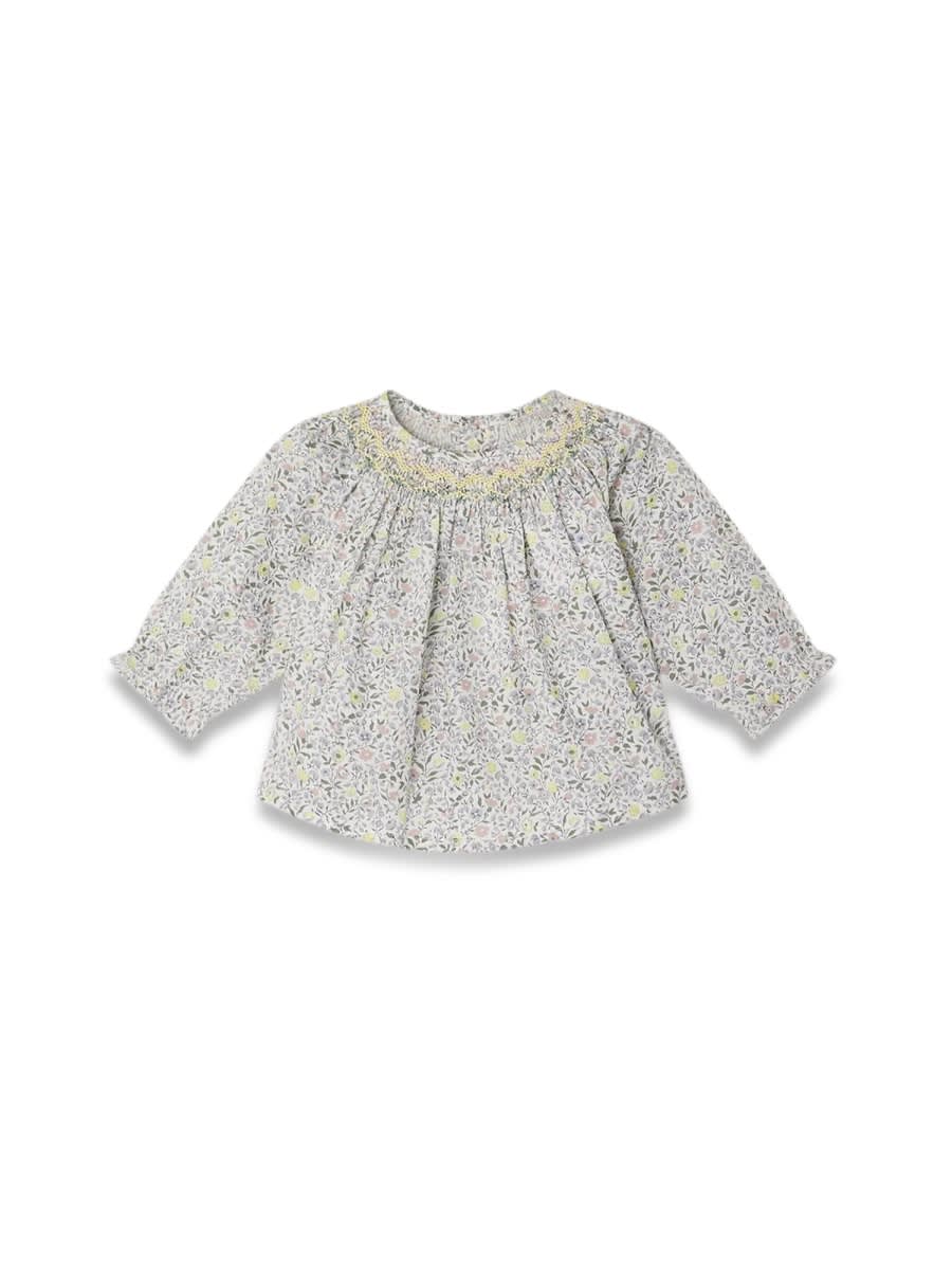 Shop Bonpoint Griotte Smockee Blouse In Grey