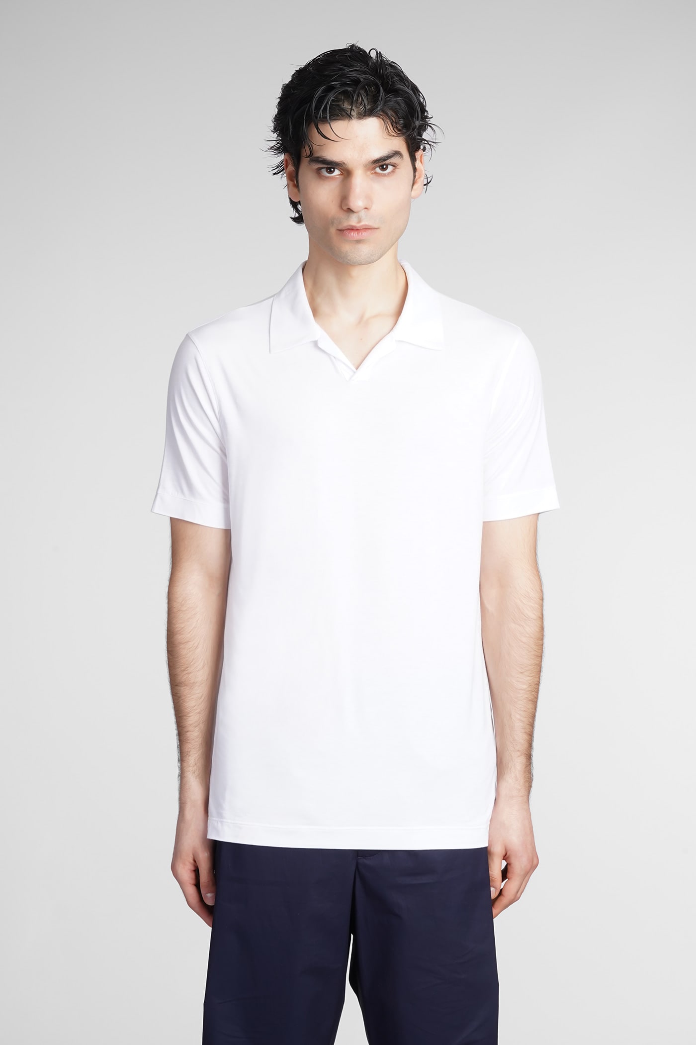 White Viscose Blend Polo Shirt
