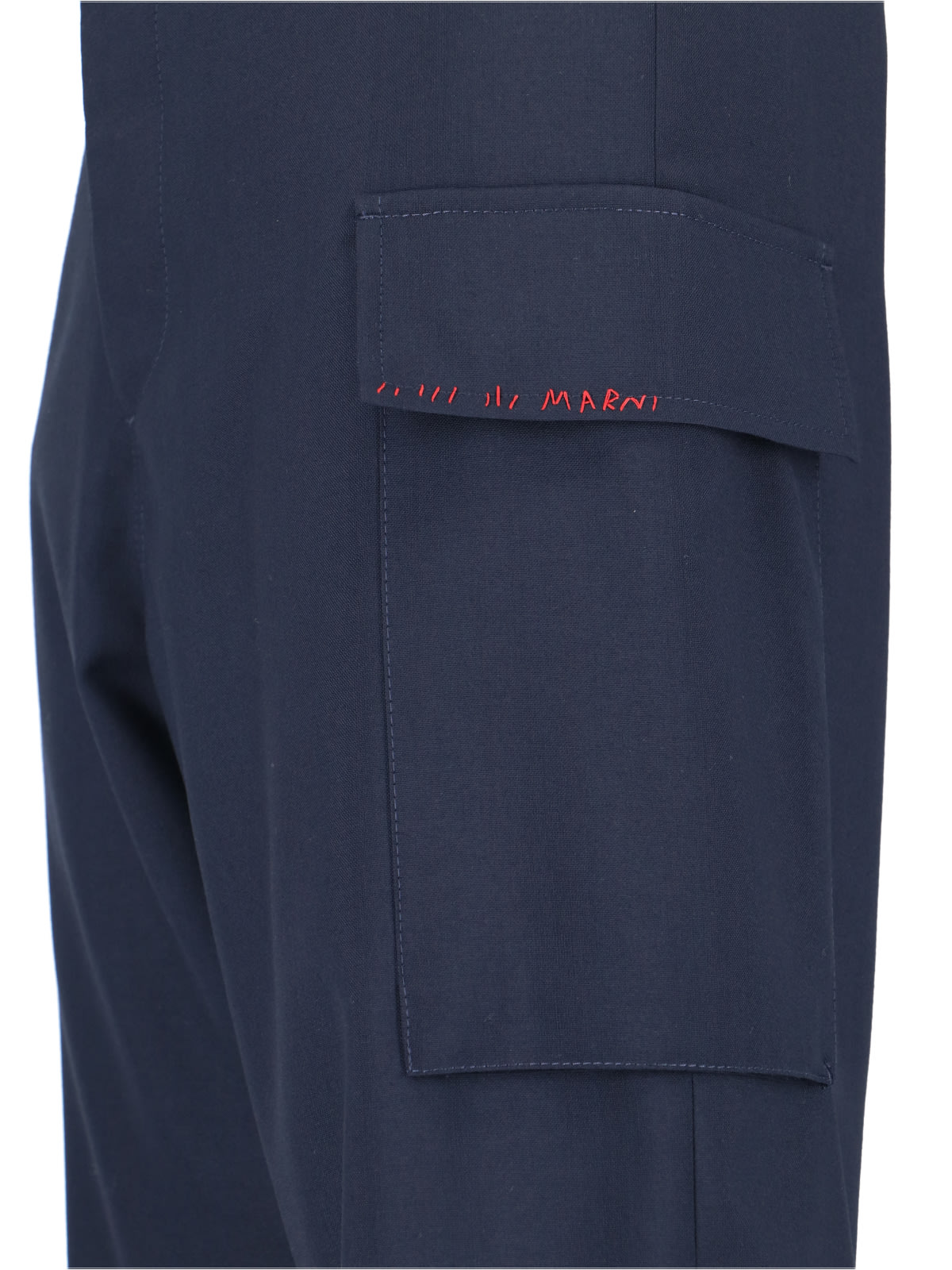 Shop Marni Virgin Wool Cargo Pants In Blue