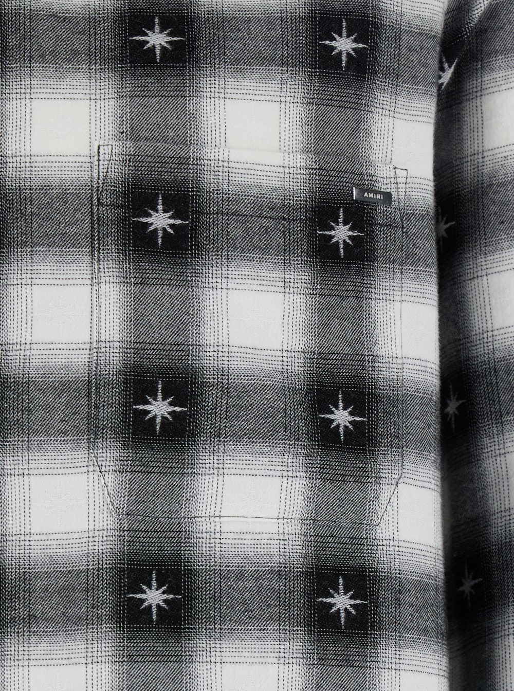 Amiri Starburst Plaid Cotton Flannel Button-up Shirt In Black