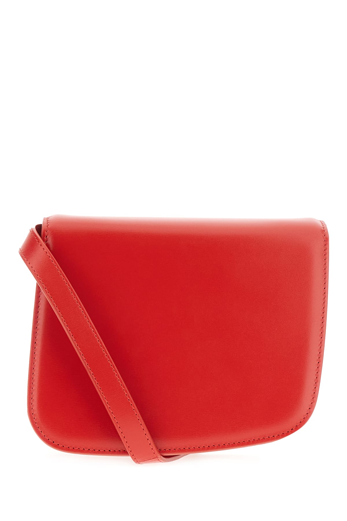 FERRAGAMO RED LEATHER SMALL FIAMMA CROSSBODY BAG