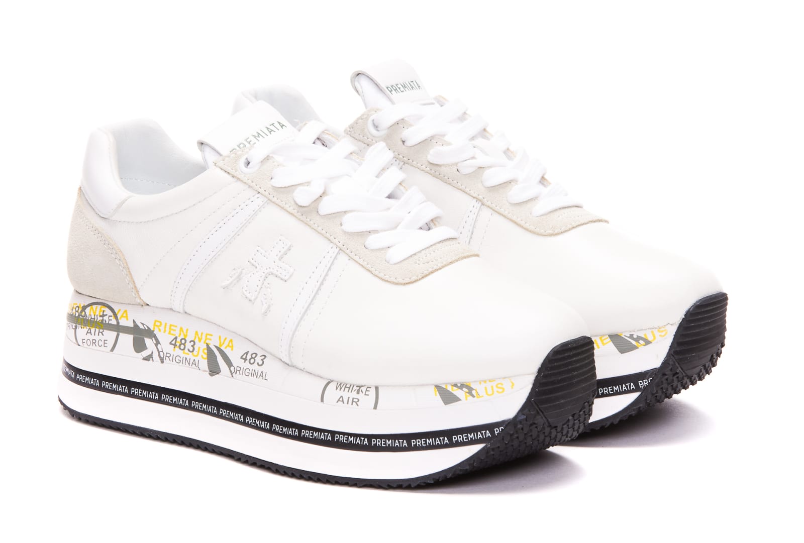 Shop Premiata Beth Sneakers In Beige/bianco