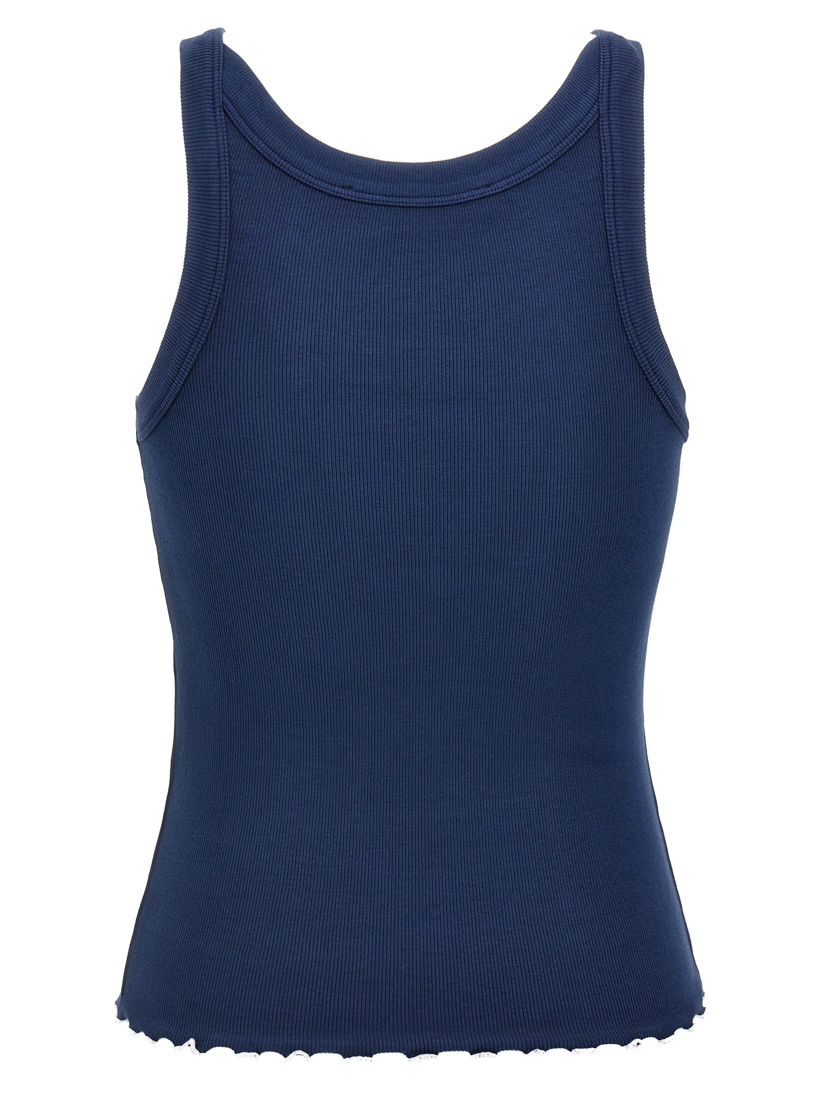 Rotate Birger Christensen Sculpted Ribbed Tank Top With Scoop Neck In Blue