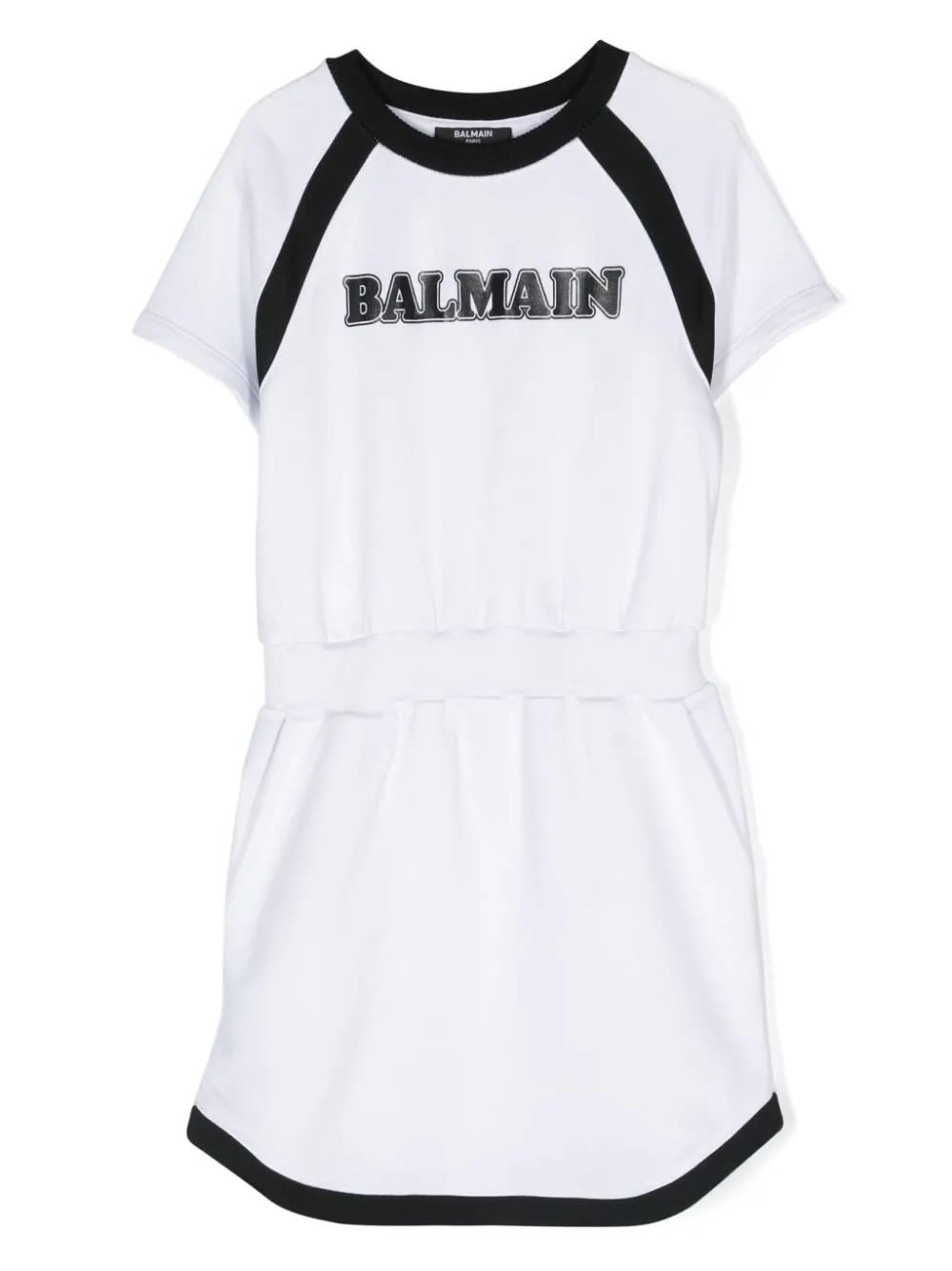 Balmain Kids' Abito Con Logo In White