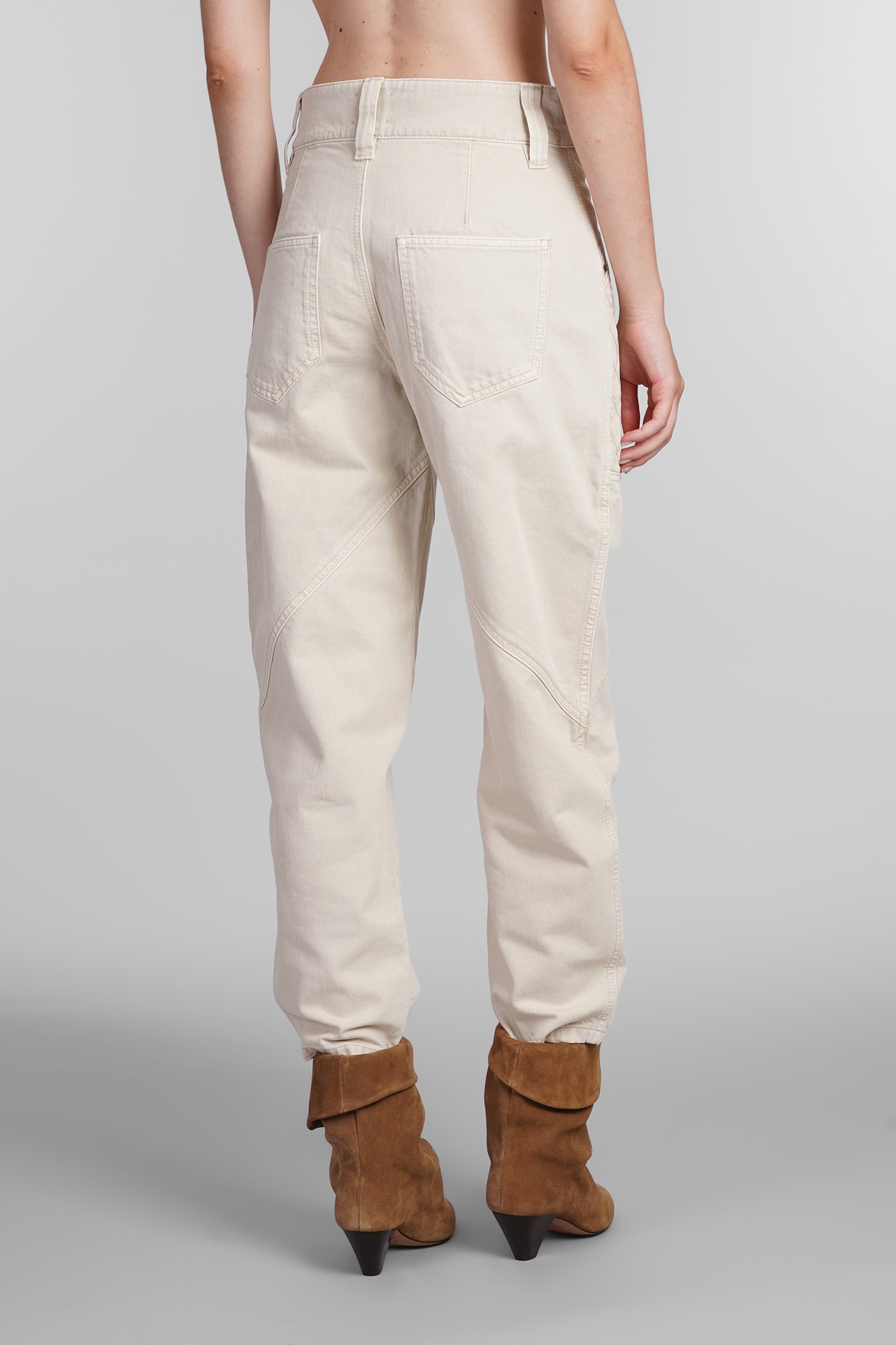 Shop Isabel Marant Catarina Jeans In Beige Cotton