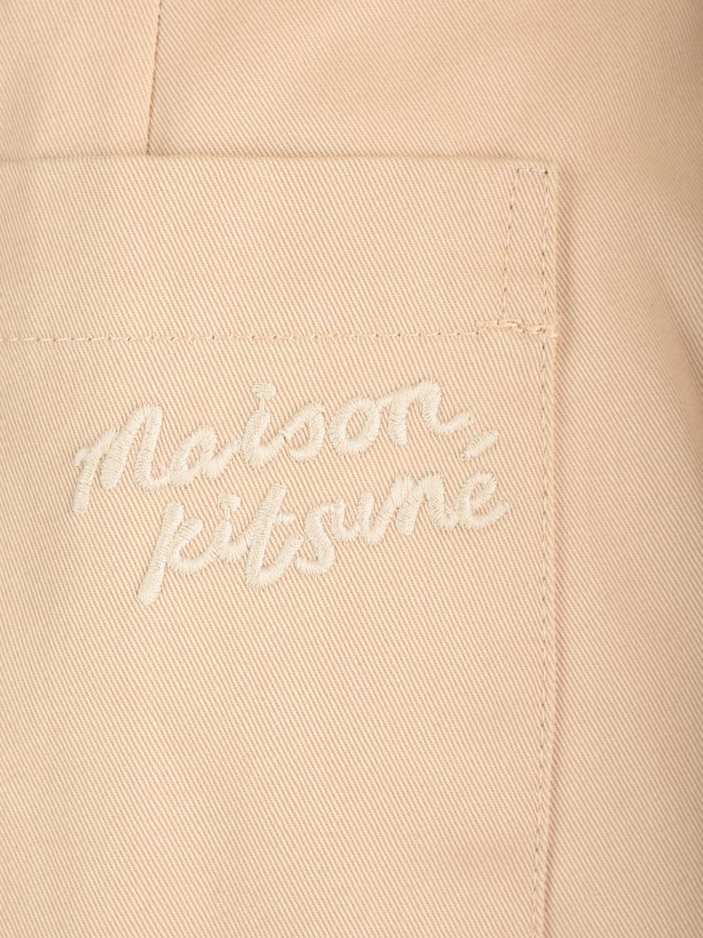 Shop Maison Kitsuné Slim Fit Chino Trousers In Beige