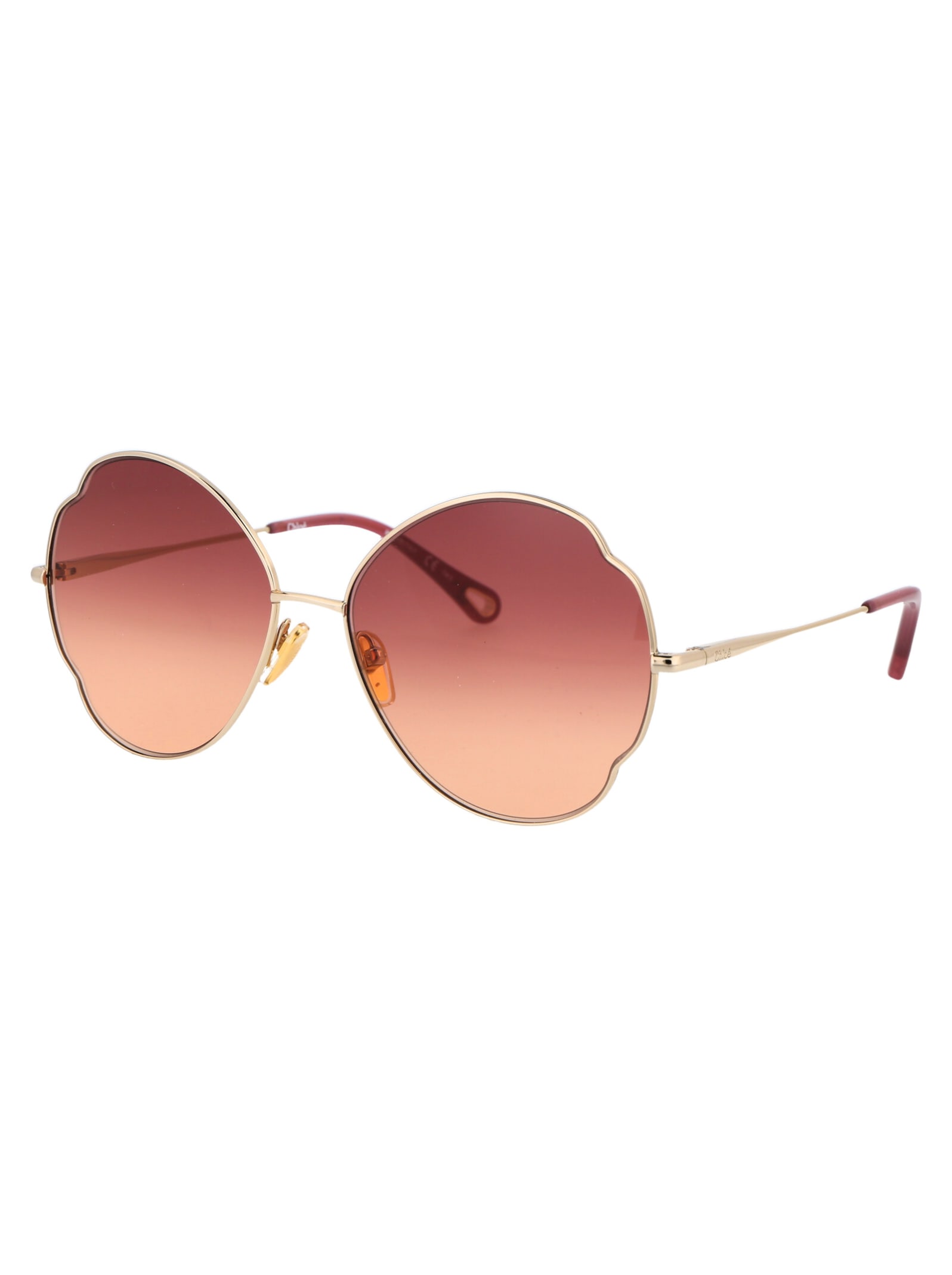 Shop Chloé Ch0093s Sunglasses In 004 Gold Gold Red