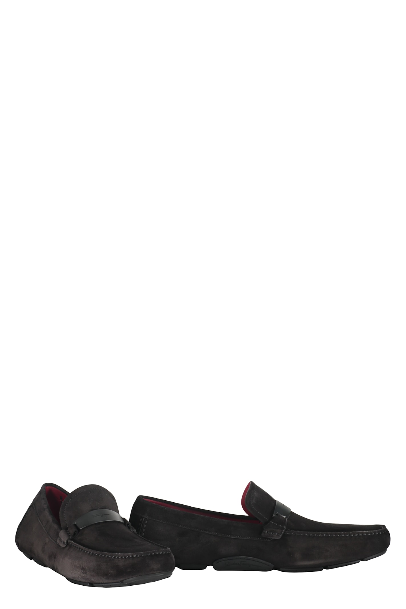 Ferragamo Leather Loafers In Black