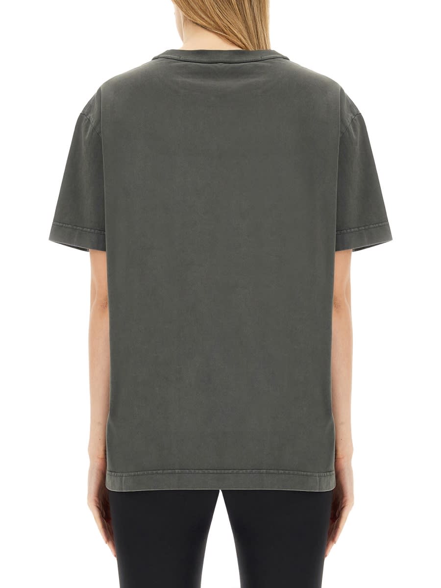 Shop Alexander Wang T-shirt With Embossed Logo In Charcoal