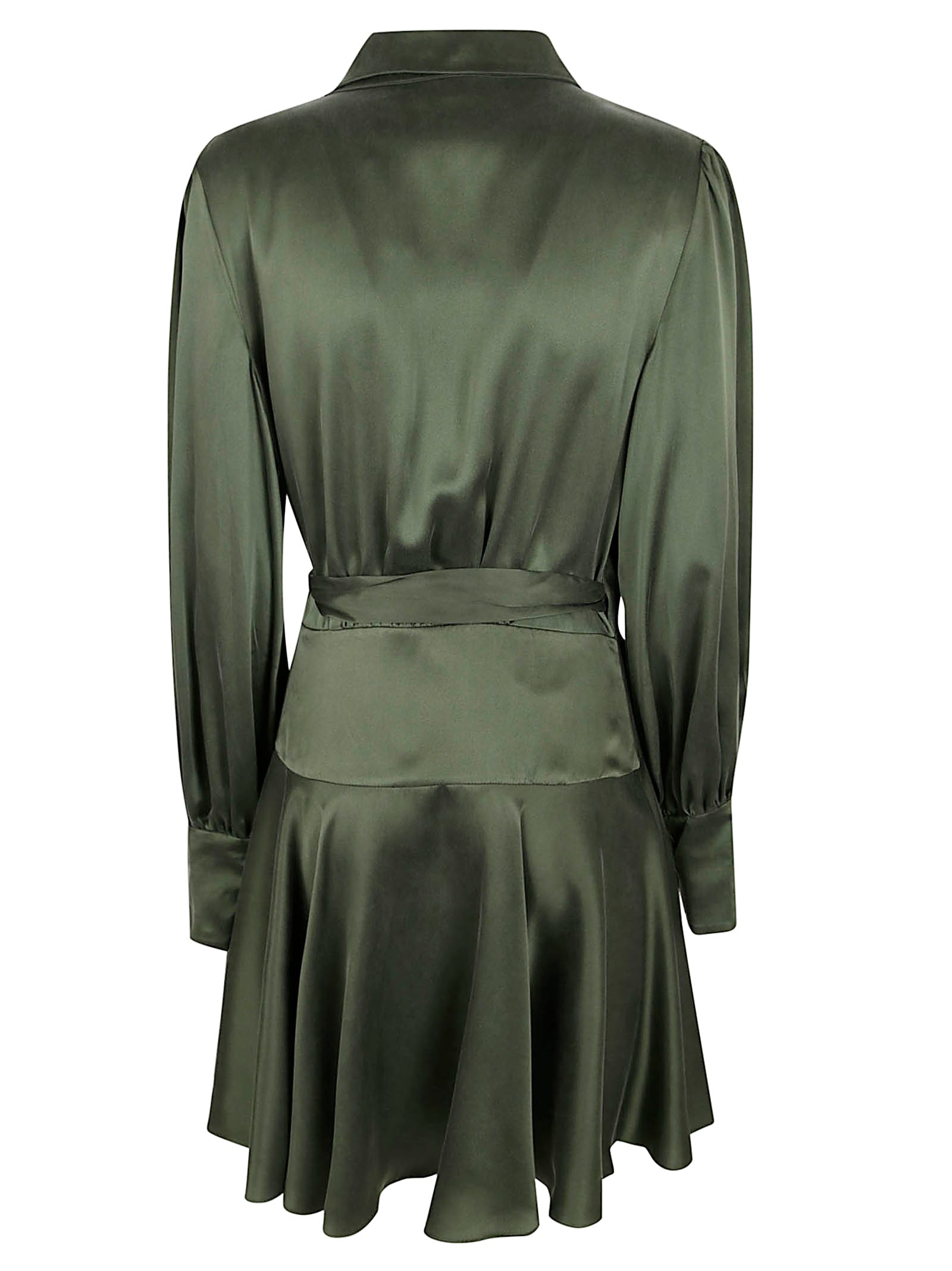 Zimmermann Silk Wrap Mini Dress In Green