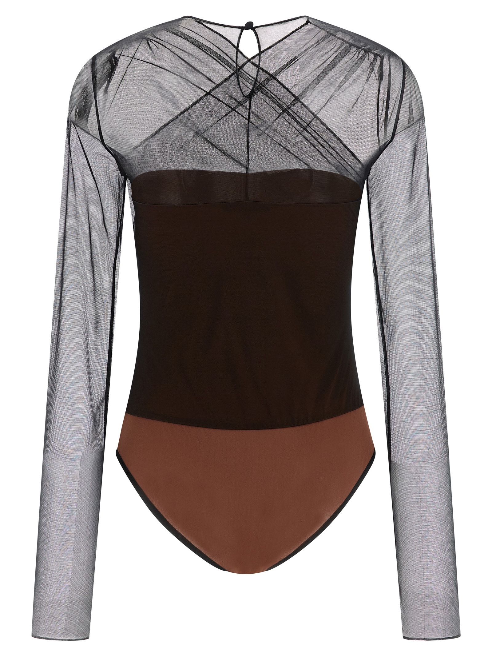 Nensi Dojaka 'mesh Overlay Geometric Pattern Bodysuit' In Black