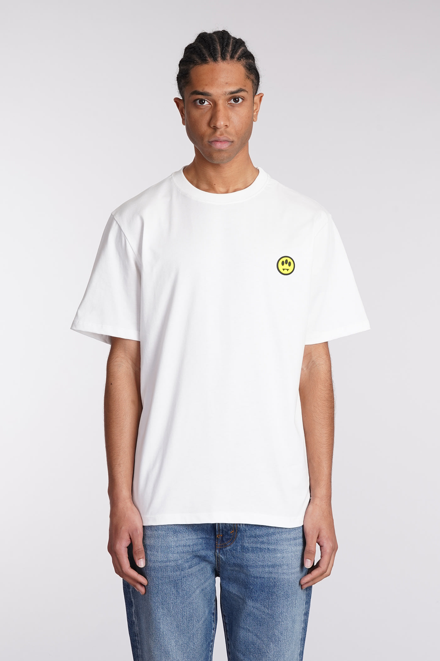 Barrow Iconic Smile T-shirt Crew Neck In Bianco