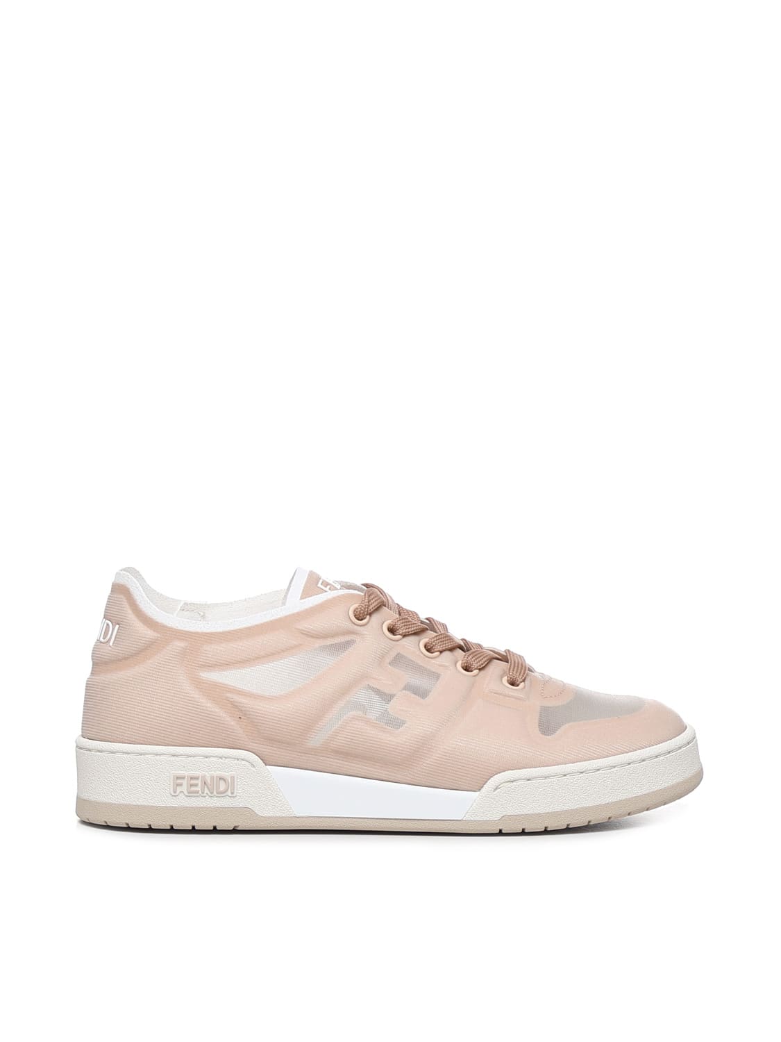 Fendi Logo Sneakers In Fabric In Flora+bianco