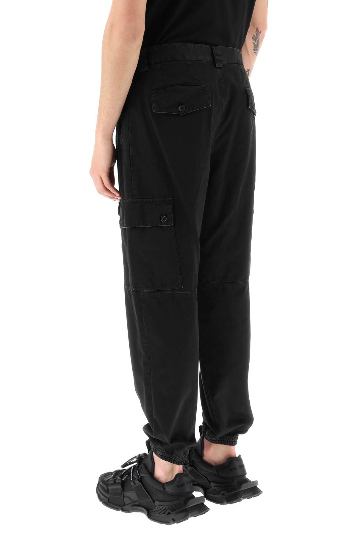 Dolce & Gabbana Cargo Pants With High Waist And Multiple Pockets In Black
