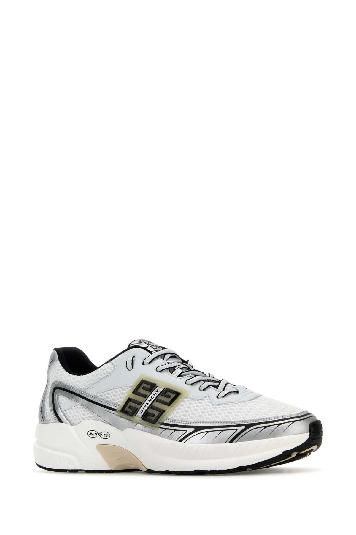 Shop Givenchy Multicolor Synthetic Leather And Mesh Nfnty-52 Sneakers In Whitesilvery