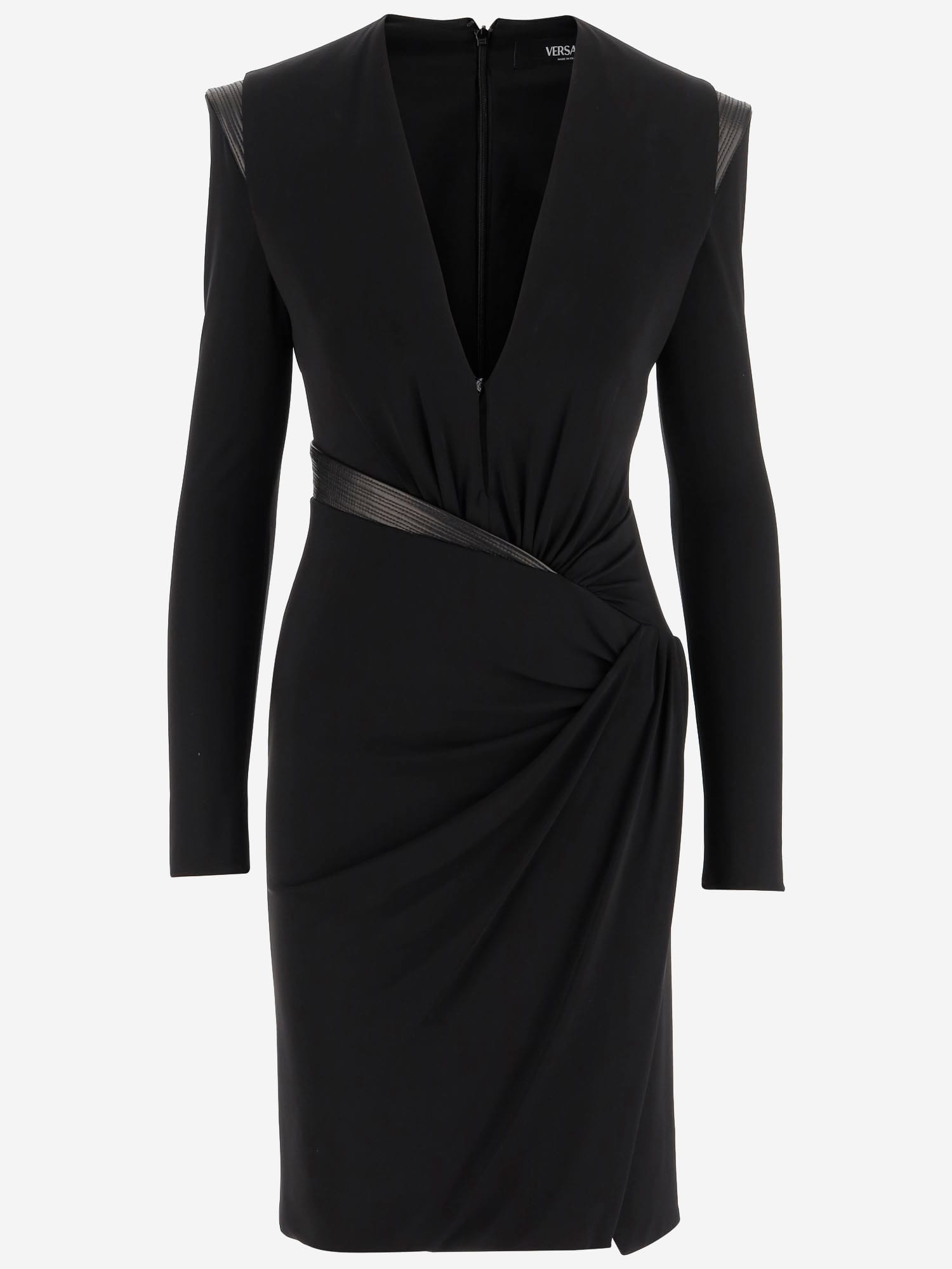 Versace Viscose V-neck Dress In Black