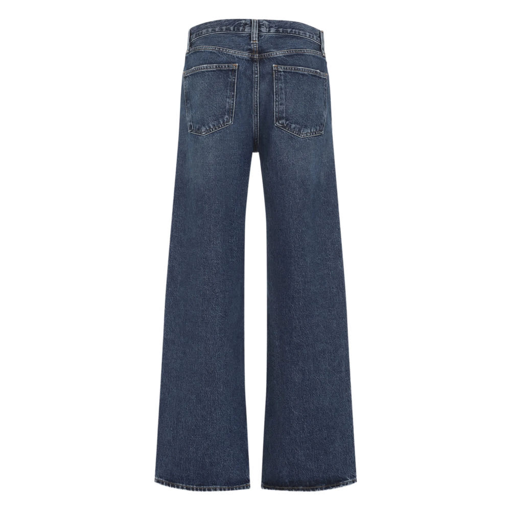 Agolde Cotton Flared Leg Denim Trousers In Blue