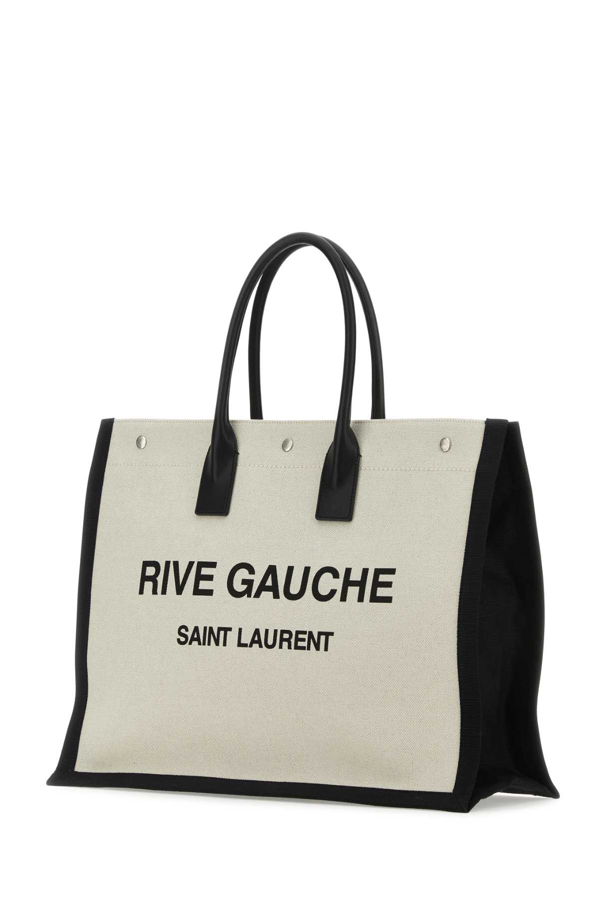 Shop Saint Laurent Sand Canvas Large Rive Gauche Shopping Bag In 9083