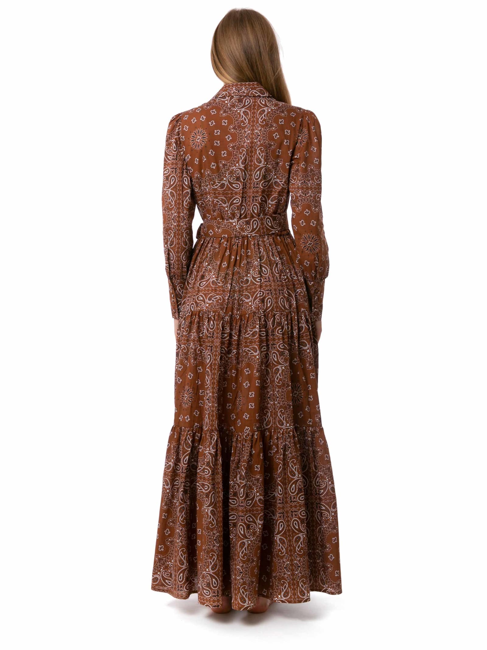 Shop Mc2 Saint Barth Woman Brown Bandanna Long Dress Jensen